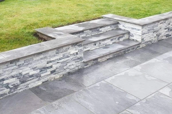 Garden stone and tile stairs and paving installation