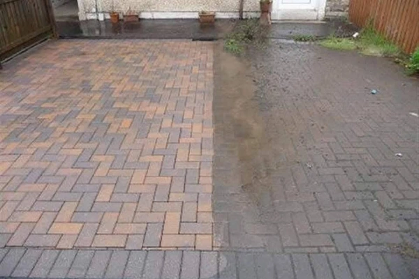 Patio before and after power wash